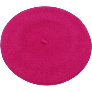 Vibrant Hot Pink Wool Beret for Women and Teens -  Cozy French Style Hat